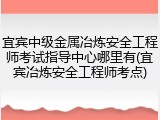 宜宾中级金属冶炼安全工程师考试指导中心哪里有(宜宾冶炼安全工程师考点)