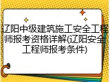 辽阳中级建筑施工安全工程师报考资格详解(辽阳安全工程师报考条件)
