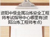 资阳中级金属冶炼安全工程师考试指导中心哪里有(资阳冶炼工程师考点)