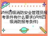 泸州四级消防安全管理员报考条件有什么要求(泸州四级消防报考条件)