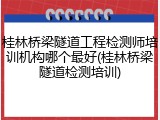 桂林桥梁隧道工程检测师培训机构哪个最好(桂林桥梁隧道检测培训)