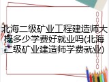 北海二级矿业工程建造师大概多少学费好就业吗(北海二级矿业建造师学费就业)