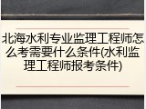 北海水利专业监理工程师怎么考需要什么条件(水利监理工程师报考条件)