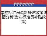 崇左标准员最新补贴政策详情分析(崇左标准员补贴政策)