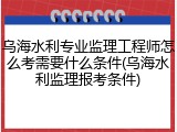乌海水利专业监理工程师怎么考需要什么条件(乌海水利监理报考条件)