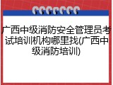 广西中级消防安全管理员考试培训机构哪里找(广西中级消防培训)