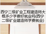 西宁二级矿业工程建造师大概多少学费好就业吗(西宁二级矿业建造师学费就业)