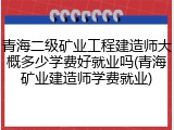 青海二级矿业工程建造师大概多少学费好就业吗(青海矿业建造师学费就业)