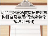 河池三级应急救援员培训机构排名及费用(河池应急救援培训费用)
