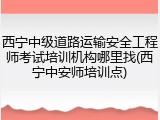 西宁中级道路运输安全工程师考试培训机构哪里找(西宁中安师培训点)