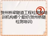 贺州桥梁隧道工程检测师培训机构哪个最好(贺州桥隧检测培训)