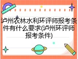 泸州农林水利环评师报考条件有什么要求(泸州环评师报考条件)
