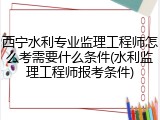 西宁水利专业监理工程师怎么考需要什么条件(水利监理工程师报考条件)