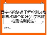 西宁桥梁隧道工程检测师培训机构哪个最好(西宁桥隧检测培训优选)