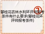 攀枝花农林水利环评师报考条件有什么要求(攀枝花环评师报考条件)