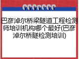 巴彦淖尔桥梁隧道工程检测师培训机构哪个最好(巴彦淖尔桥隧检测培训)