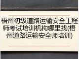 梧州初级道路运输安全工程师考试培训机构哪里找(梧州道路运输安全师培训)
