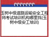 玉树中级道路运输安全工程师考试培训机构哪里找(玉树中级安工培训)