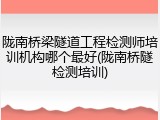 陇南桥梁隧道工程检测师培训机构哪个最好(陇南桥隧检测培训)