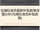 乌海标准员最新补贴政策详情分析(乌海标准员补贴政策)