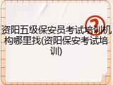 资阳五级保安员考试培训机构哪里找(资阳保安考试培训)