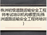 株洲初级道路运输安全工程师考试培训机构哪里找(株洲道路运输安全工程师培训)