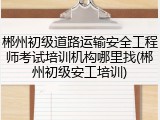 郴州初级道路运输安全工程师考试培训机构哪里找(郴州初级安工培训)