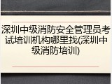 深圳中级消防安全管理员考试培训机构哪里找(深圳中级消防培训)