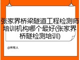 张家界桥梁隧道工程检测师培训机构哪个最好(张家界桥隧检测培训)