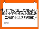 株洲二级矿业工程建造师大概多少学费好就业吗(株洲二级矿业建造师前景)
