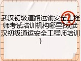 武汉初级道路运输安全工程师考试培训机构哪里找(武汉初级道运安全工程师培训)