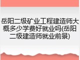 岳阳二级矿业工程建造师大概多少学费好就业吗(岳阳二级建造师就业前景)