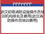 武汉初级消防设施操作员培训机构排名及费用(武汉消防操作员培训费用)