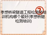 孝感桥梁隧道工程检测师培训机构哪个最好(孝感桥隧检测培训)