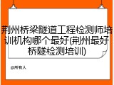 荆州桥梁隧道工程检测师培训机构哪个最好(荆州最好桥隧检测培训)