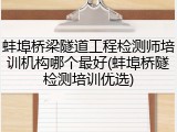 蚌埠桥梁隧道工程检测师培训机构哪个最好(蚌埠桥隧检测培训优选)