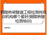 铜陵桥梁隧道工程检测师培训机构哪个最好(铜陵桥隧检测培训)