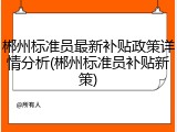 郴州标准员最新补贴政策详情分析(郴州标准员补贴新策)