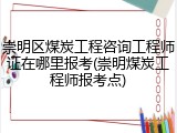 崇明区煤炭工程咨询工程师证在哪里报考(崇明煤炭工程师报考点)