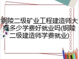 铜陵二级矿业工程建造师大概多少学费好就业吗(铜陵二级建造师学费就业)