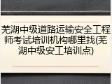 芜湖中级道路运输安全工程师考试培训机构哪里找(芜湖中级安工培训点)
