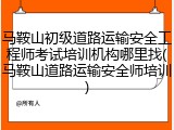 马鞍山初级道路运输安全工程师考试培训机构哪里找(马鞍山道路运输安全师培训)