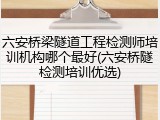 六安桥梁隧道工程检测师培训机构哪个最好(六安桥隧检测培训优选)