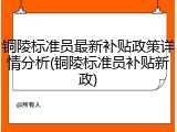 铜陵标准员最新补贴政策详情分析(铜陵标准员补贴新政)
