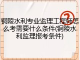铜陵水利专业监理工程师怎么考需要什么条件(铜陵水利监理报考条件)