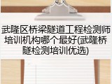武隆区桥梁隧道工程检测师培训机构哪个最好(武隆桥隧检测培训优选)