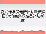 嘉兴标准员最新补贴政策详情分析(嘉兴标准员补贴新政)