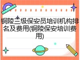 铜陵三级保安员培训机构排名及费用(铜陵保安培训费用)