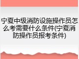 宁夏中级消防设施操作员怎么考需要什么条件(宁夏消防操作员报考条件)