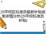 沙坪坝区标准员最新补贴政策详情分析(沙坪坝标准员补贴)